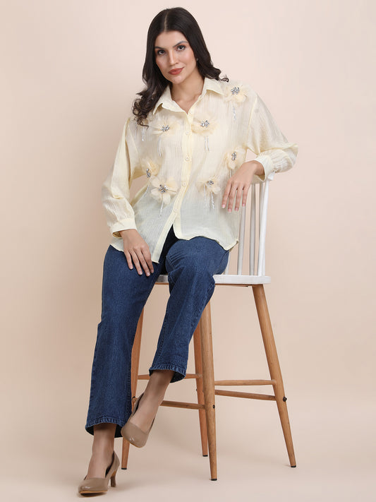 Designer 3D Flower Casual Shirt
